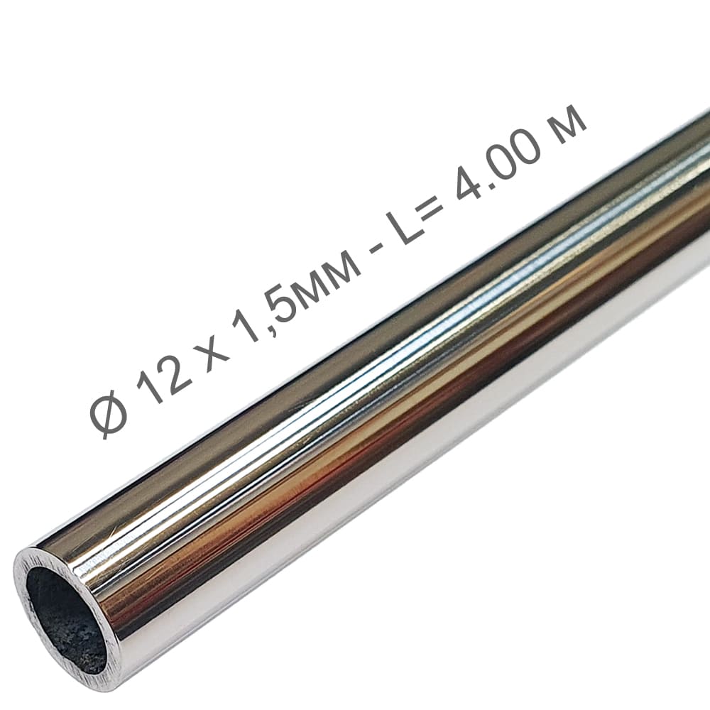 Tube inox 316 poli 12mm longueur 4m